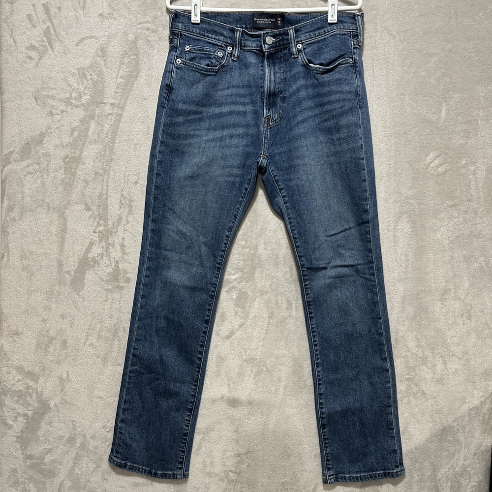 Abercrombie & Fitch Straight Stretch Jeans Men's 32 Mid‎ Rise Pockets Logo
